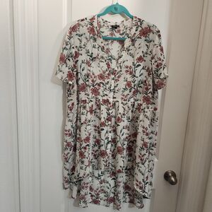 Torrid Chiffon Hi-Lo Babydoll Tunic size 2 Floral Purple Mauve Ivory Green Sheer